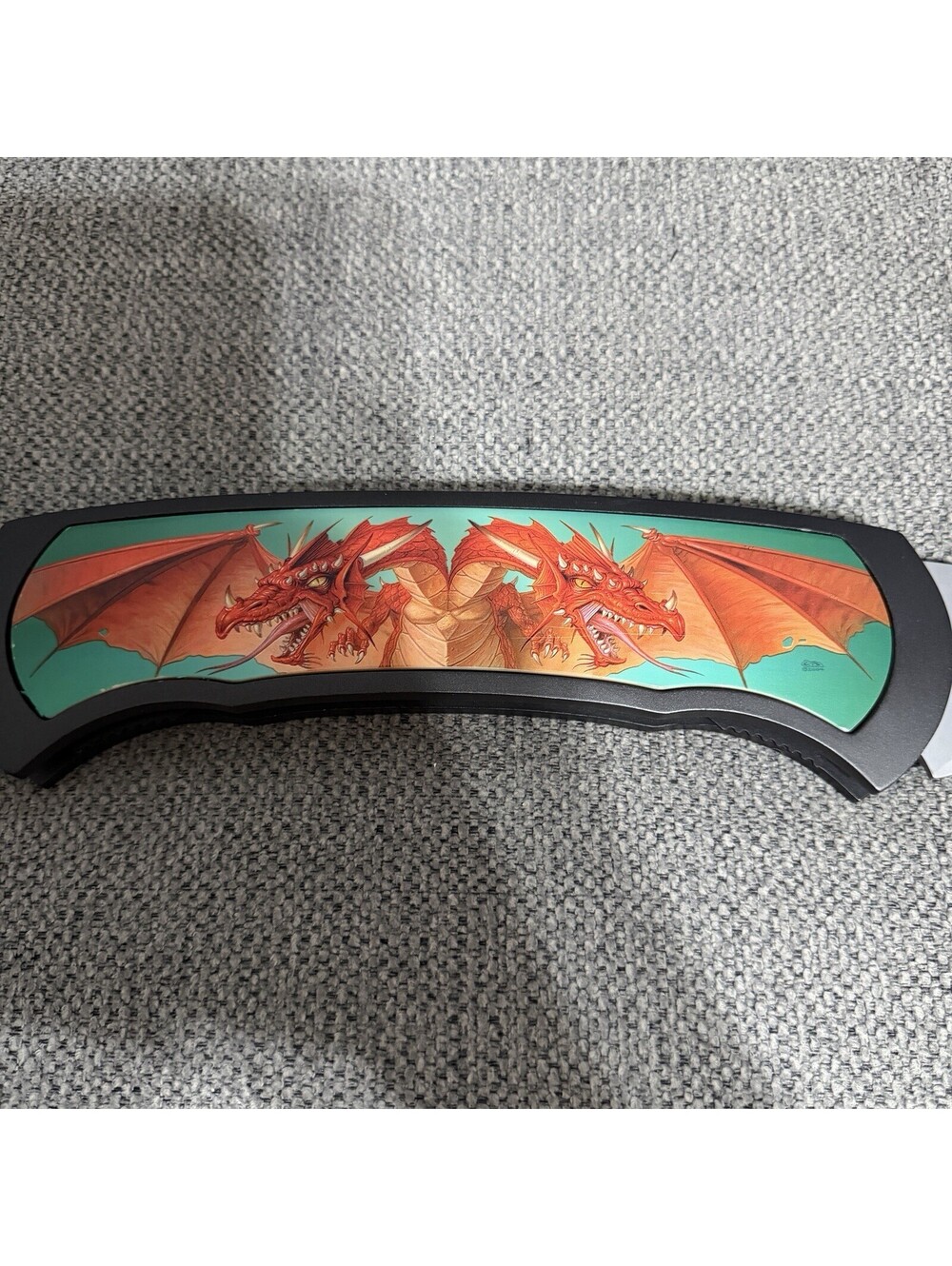 Vintage 2004 Twin Blade Folding Knife Dragon Fantasy Art 16" - Picture 3 of 9